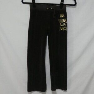 JUICY COUTURE | size 7 | Brown Soft Velour Gold Viva La Juicy Pants